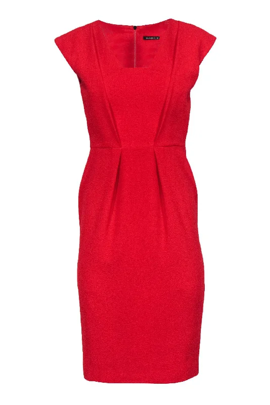 Black Halo - Bright Red Textured Cap Sleeve Sheath Dress Sz 2 Comfortable unclassified dresses