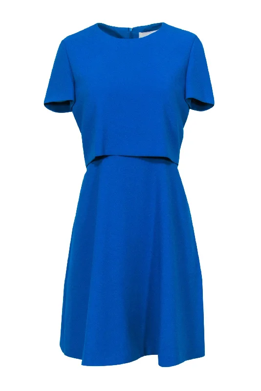 Hugo Boss - Bright Turquoise Sheath Dress w/ Layered Top Sz L Summer unclassified dresses