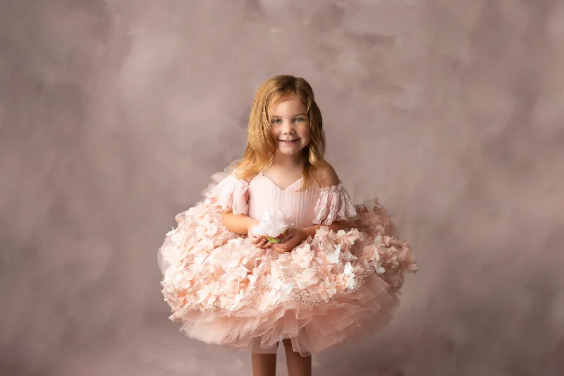 Charlee ballerina length gown- shades of peach  (3 year- petite 4 year) Mesh unclassified dresses