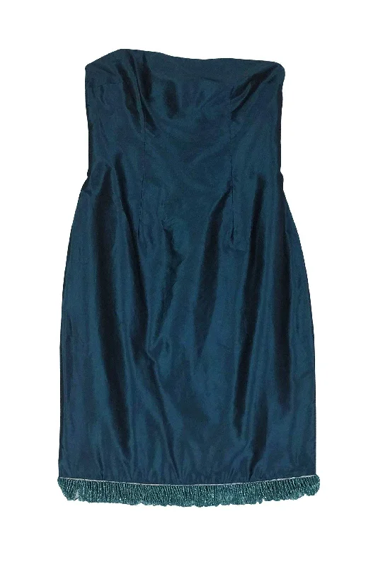 Cynthia Rowley - Metallic Teal Blue Strapless Dress Sz 2 Knitted unclassified dresses