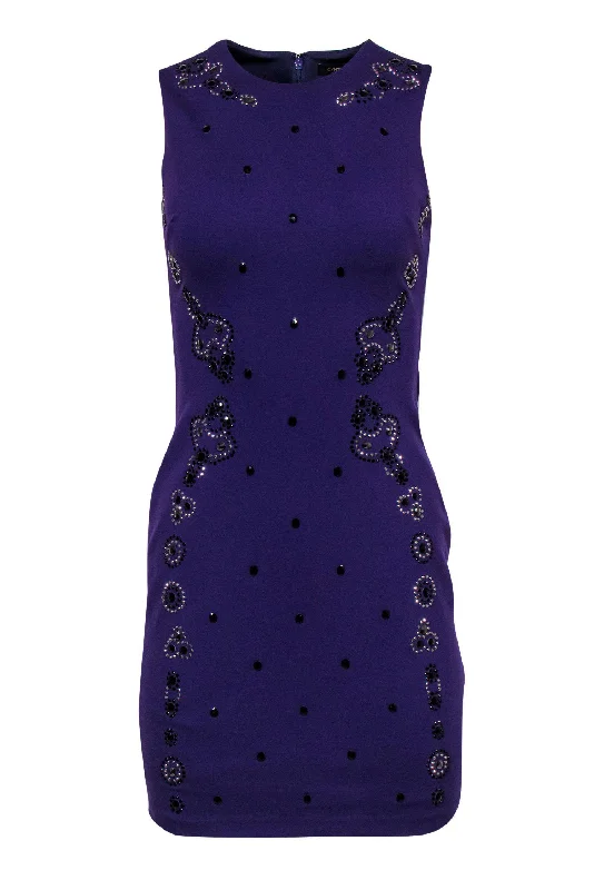 Cynthia Steffe - Purple Sleeveless Sheath Dress w/ Jeweled Design Sz 0 Fall unclassified dresses