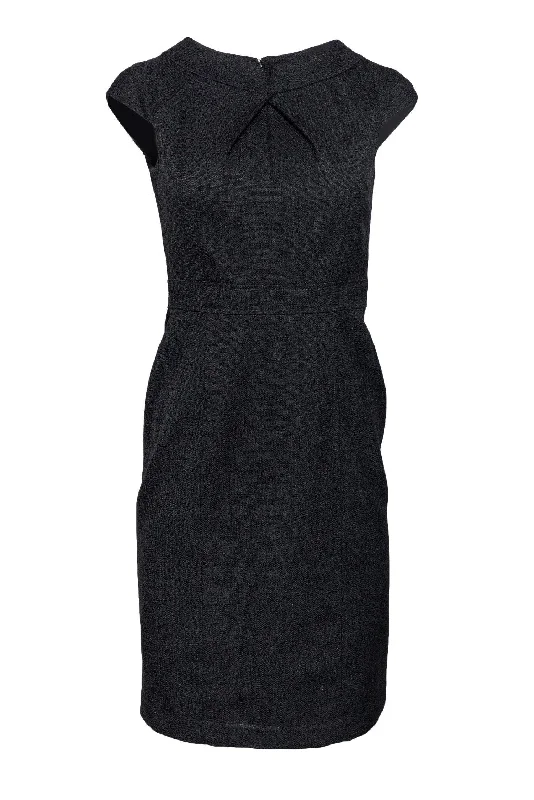 David Meister - Black Textured Sheath Dress Sz 2 Bodycon unclassified dresses