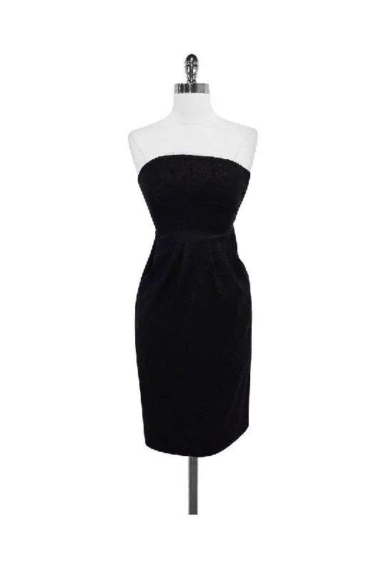 Diane von Furstenberg - Black Metallic Wool Strapless Dress Sz 2 Plus size unclassified dresses