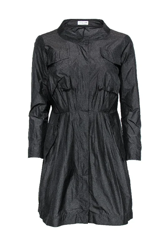 Dries Van Noten - Black Button-Up Shift Dress Sz 6 Denim unclassified dresses