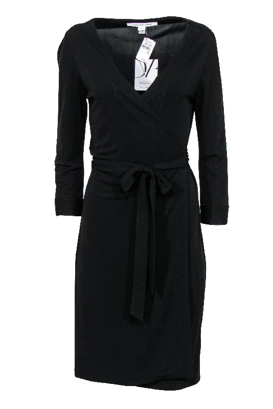 Diane von Furstenberg - Black Quarter Sleeve Wrap Dress Sz 12 Denim unclassified dresses