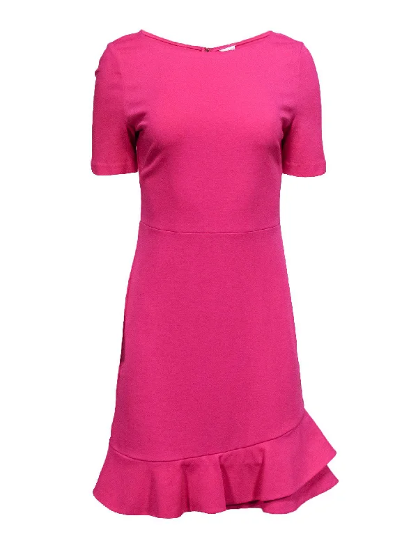 Diane von Furstenberg - Hot Pink Sheath Dress w/ Flounce Hem Sz 4 Earthy tone unclassified dresses