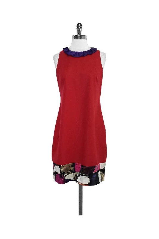 Elie Tahari - Red & Purple Wool Blend Sleeveless Dress Sz 6 Festival unclassified dresses