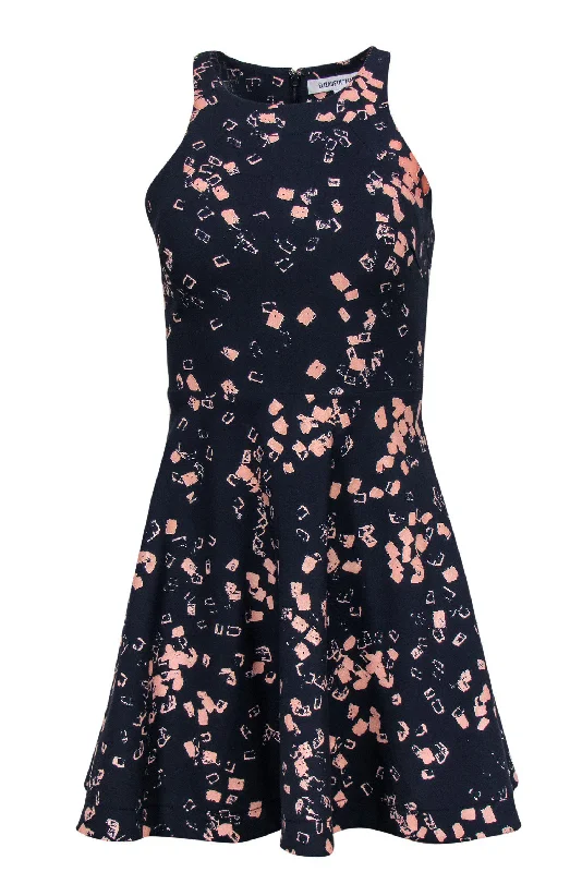 Elizabeth & James - Navy & Pink Printed Racerback Dress Sz 0 Silk unclassified dresses