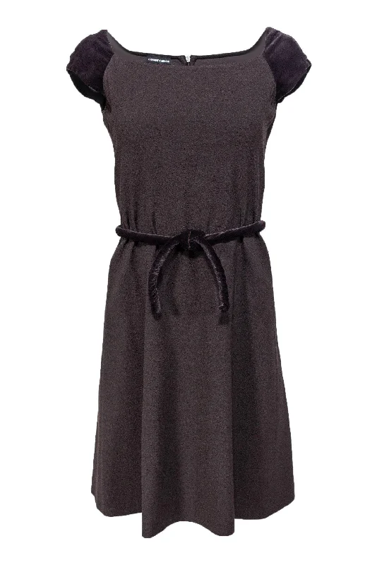 Emporio Armani - Brown Dress w/ Velvet Details Sz 4 Flowy unclassified dresses