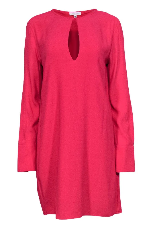 Equipment - Hot Pink Keyhole Front Shift Dress Sz M Striped unclassified dresses