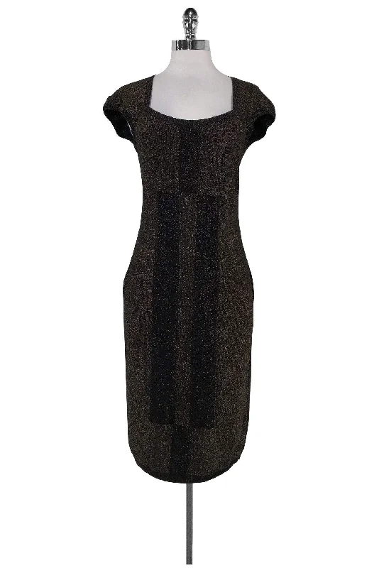 Escada - Black & Gold Metallic Knit Dress Sz S Club unclassified dresses