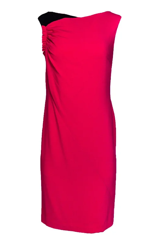 Escada - Hot Pink Sheath Dress w/ Black Accent Sz 4 Beach unclassified dresses