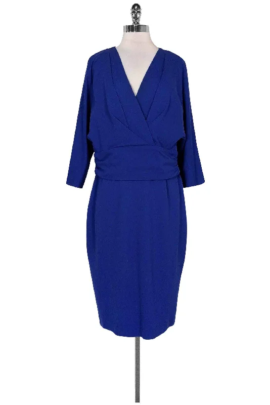 Escada - Indigo Faux Wrap Dress Sz 12 Designer unclassified dresses