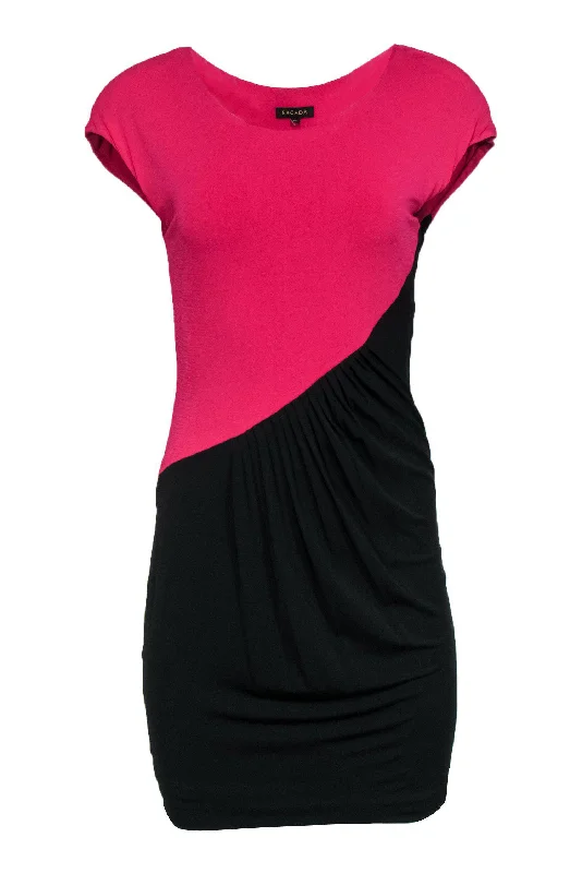 Escada - Pink & Black Color Blocked Fitted Dress Sz XS Elegant unclassified dresses