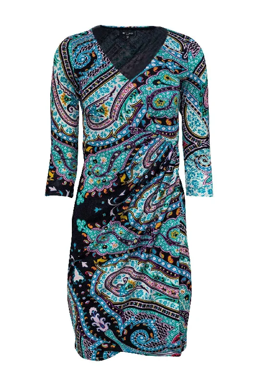 Etro - Multicolored Paisley Print Draped Dress Sz 2 Luxury unclassified dresses