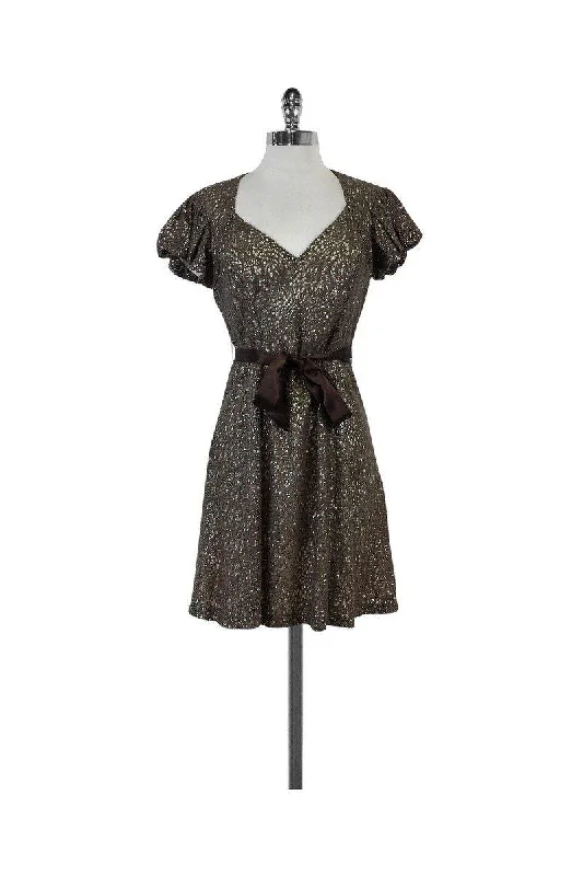 Eva Franco - Taupe & Silver Cut Out Dress Sz 4 Boho unclassified dresses