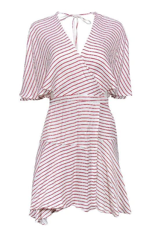 Faithfull the Brand - Red & White Striped Flare Dress Sz 4 Y2K unclassified dresses