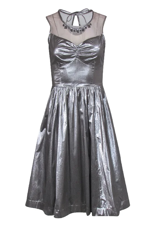 Frock! by Tracy Reese - Silver Metallic Sleeveless Dress Sz 4 Vacation unclassified dresses