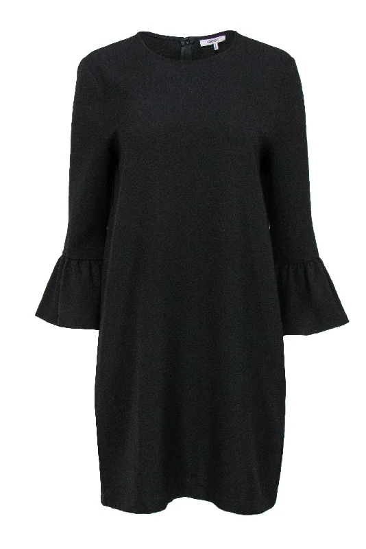 Ganni - Black Shift Dress w/ Bell Sleeves Sz 6 Y2K unclassified dresses