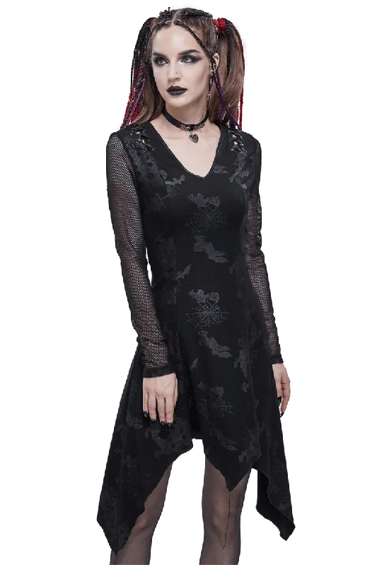 Goth Punk Drawstring Decoration V-neck Printed Asymmetrical Dress Casual chic unclassified dresses