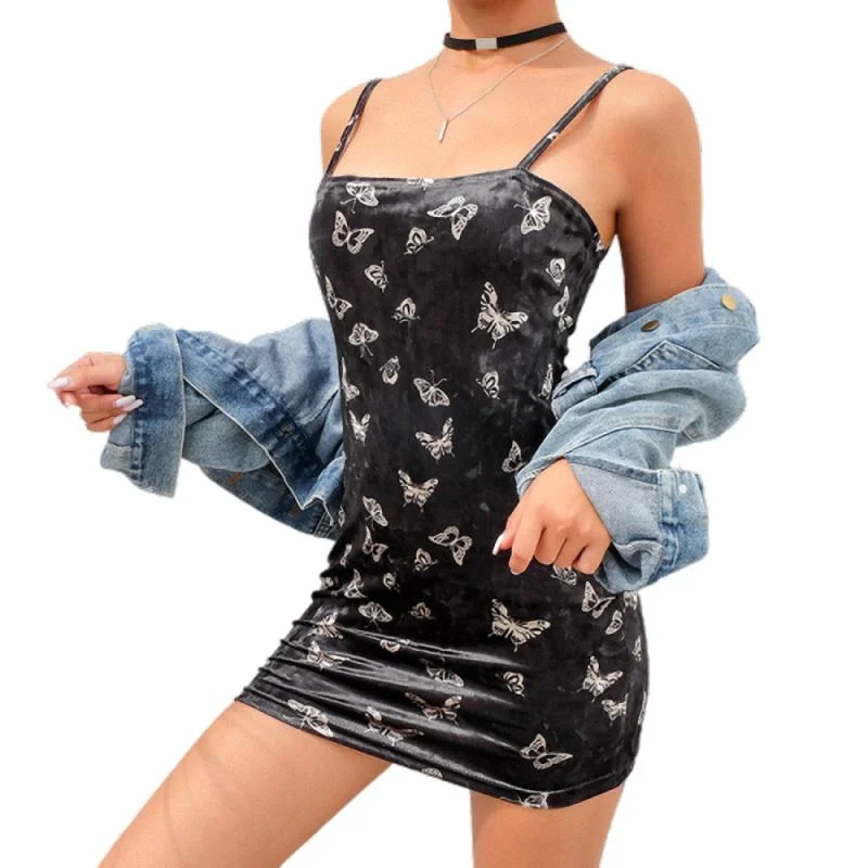 Gothic Black Dress Women Strap Backless Off Shoulder Female in Alternative Fashion A-line unclassified dresses