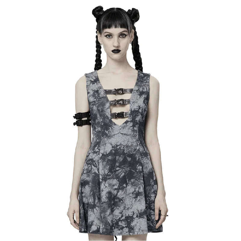 Gothic Tie-Dye Buckle Dress - Elastic and Sexy Fit Pastel unclassified dresses