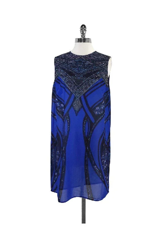 Gottex - Cobalt Blue Print Cover Up Dress Sz M Gothic unclassified dresses