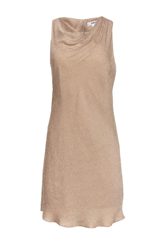 Helmut Lang - Beige Sleeveless Shift Dress Sz 6 Silk unclassified dresses