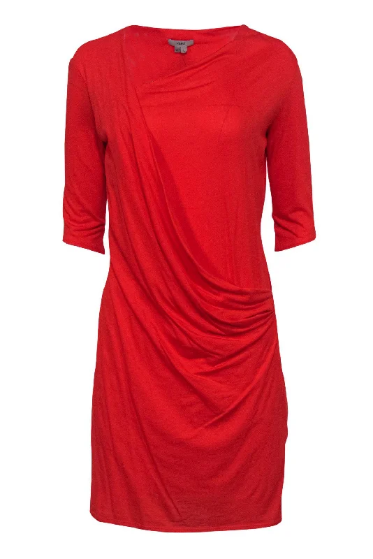 Helmut Lang - Bright Tomato Red Faux Wrap Dress Sz L Comfortable unclassified dresses