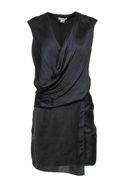 Helmut Lang - Black Charcoal Satin Draped Dress Sz S Luxury unclassified dresses