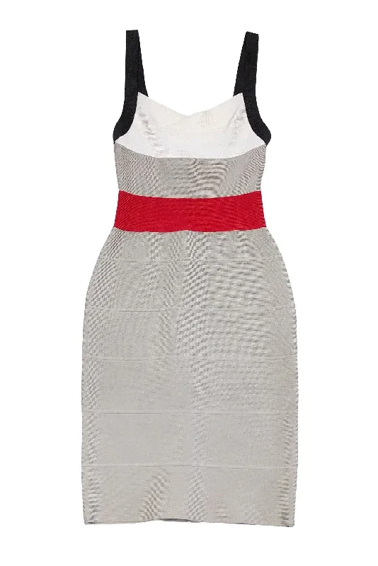 Herve Leger - Color-Blocked Bandage Dress Sz XXS Halter unclassified dresses