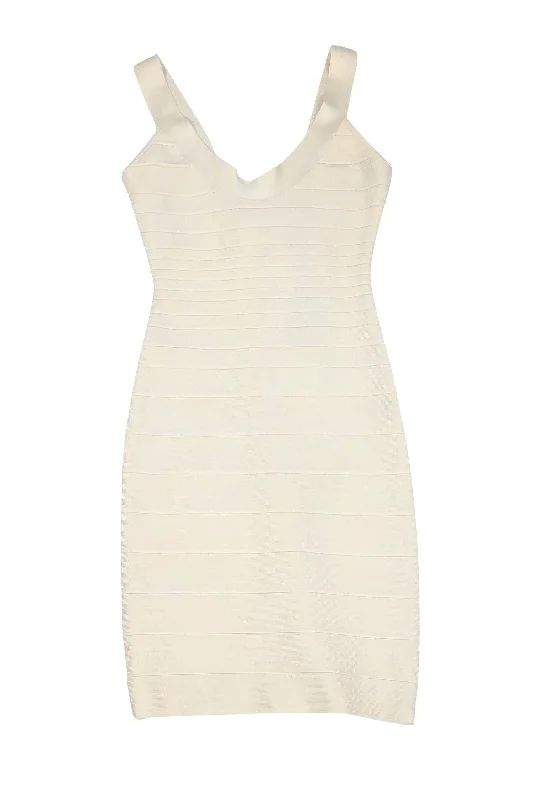 Herve Leger - Cream Bandage Dress Sz M Knitted unclassified dresses