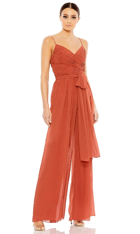 Ieena Duggal 2651 - Spaghetti Straps Tie Waist Jumpsuit Minimalist unclassified dresses