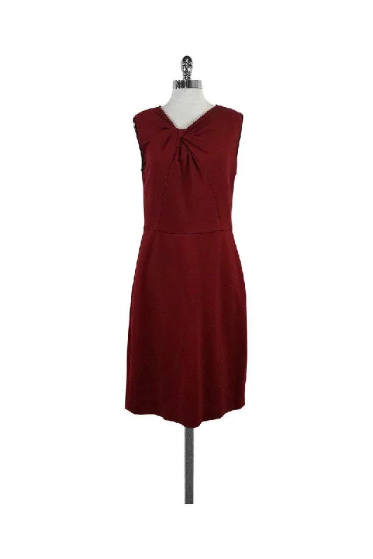 Jason Wu - Red Leather Trimmed Sleeveless Dress Sz 12 Cocktail unclassified dresses