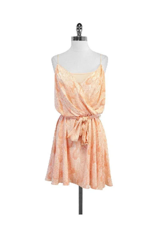 Jay Godfrey - Coral & White Snakeskin Print Silk Dress Sz 6 Formal unclassified dresses