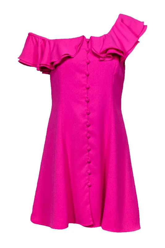 Jay Godfrey - Bright Pink Ruffle Sleeve Shift Dress Sz 4 Trendy new unclassified dresses