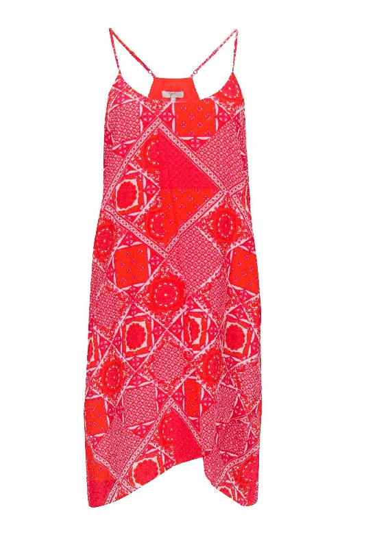 Joie - Red & Pink Printed Silk Shift Dress Sz S Comfortable unclassified dresses