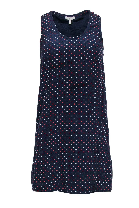 Joie - Navy Sleeveless Racerback Shift Dress w/ Card Suit Print Sz XS Velvet unclassified dresses