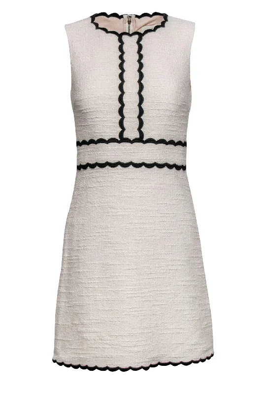 Kate Spade - Ivory Textured Sheath Dress w/ Scalloped Trim Sz 0 Vintage unclassified dresses