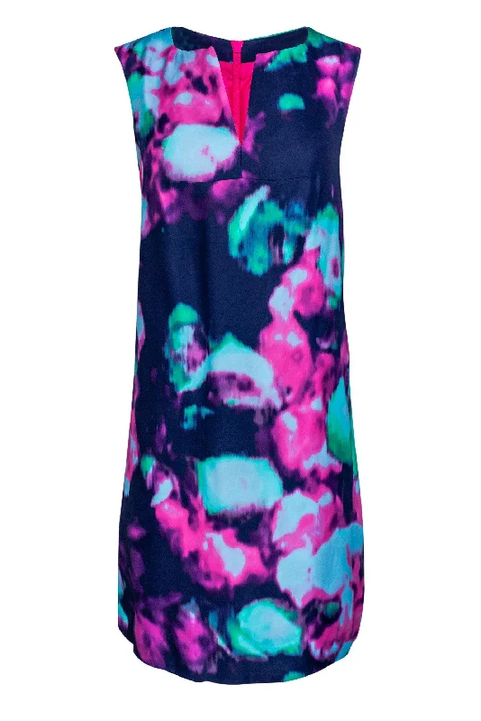 Kate Spade - Navy Shift Dress w/ Neon Tie-Dye Sz 10 Anniversary unclassified dresses