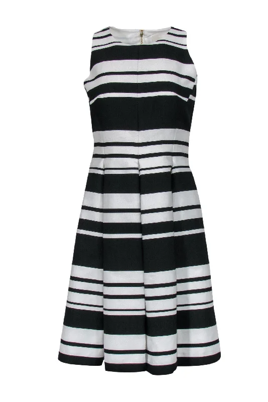 Kate Spade - Black & White Striped Fit & Flare Dress Sz 6 Monochrome unclassified dresses