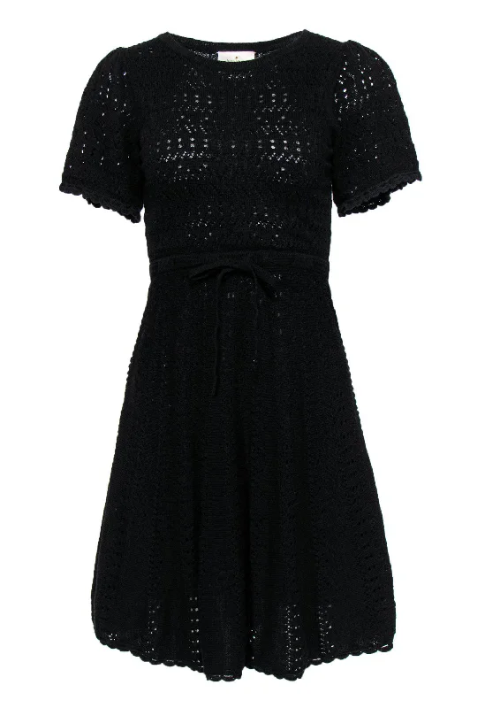 Kate Spade - Black Crochet Knit Fit & Flare Dress Sz XXS Trendy new unclassified dresses