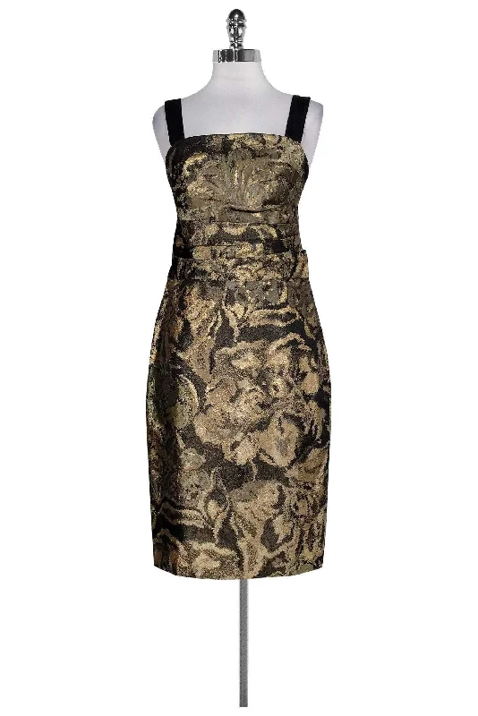 Kay Unger - Gold, Black & Olive Metallic Dress Sz 4 Casual unclassified dresses