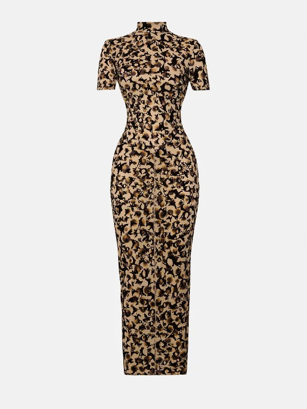 Knockout Dress Beige Leopard Print Wrap unclassified dresses