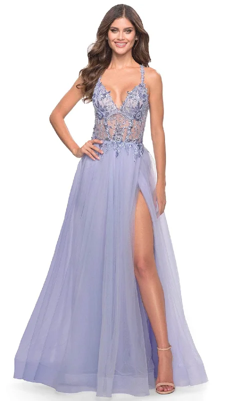 La Femme 31369SC - Sheer Beaded A-Line Prom Dress Mesh unclassified dresses