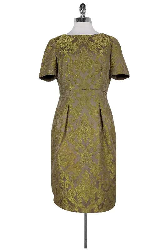 Lafayette 148 - Gold Jacquard Dress Sz 6 Sequin unclassified dresses