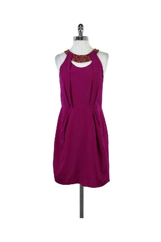 Laundry by Shelli Segal - Fuchsia & Orange Beaded Neckline Dress Sz 6 Pastel unclassified dresses