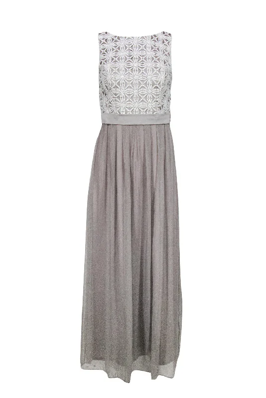 Lela Rose - Taupe Chiffon Sleeveless Gown Sz 4 Casual chic unclassified dresses