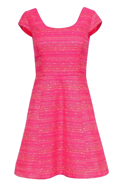 Lilly Pulitzer - Neon Pink Metallic Tweed A-Line Dress Sz 4 Soft fabric unclassified dresses