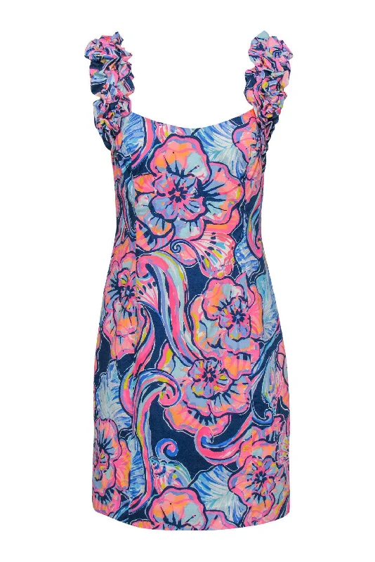 Lilly Pulitzer - Bright Printed "Devina" Ruffle Sleeve Dress Sz 6 Soft fabric unclassified dresses